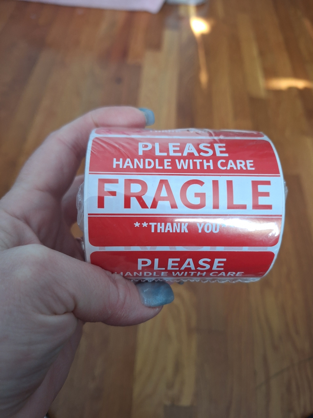 Fragile Handle With Care Roll of Red Shipping Labels 2x3" 500 Stickers